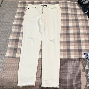 KanCan Women's Cream Straight Leg Jeans